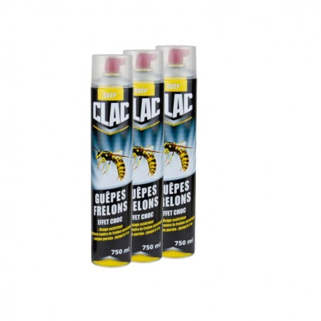 3 x Aérosol Guêpes et frelons effet Choc 750ml